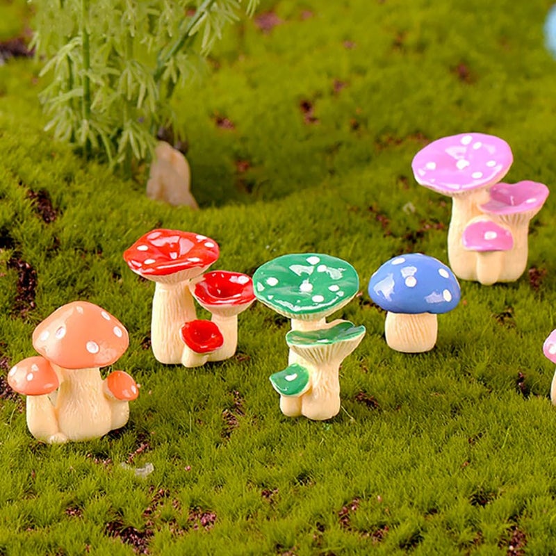 MAOMIA Miniature Mushroom Figurines 32 Pcs Fairy Garden Accessories Mushroom Cake Toppers Micro Landscape Garden Decoration Plant Flower Pots Ornaments - Image 3